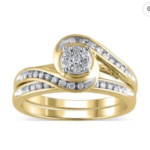 1/4 Carat Diamond Composite Bridal Set Ring for Women in 10K Yellow Gold